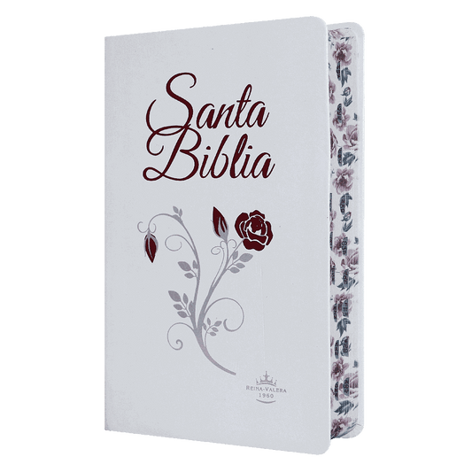 Biblia Reina Valera 1960 Mediana Letra Grande Piel Fabricada Blanco