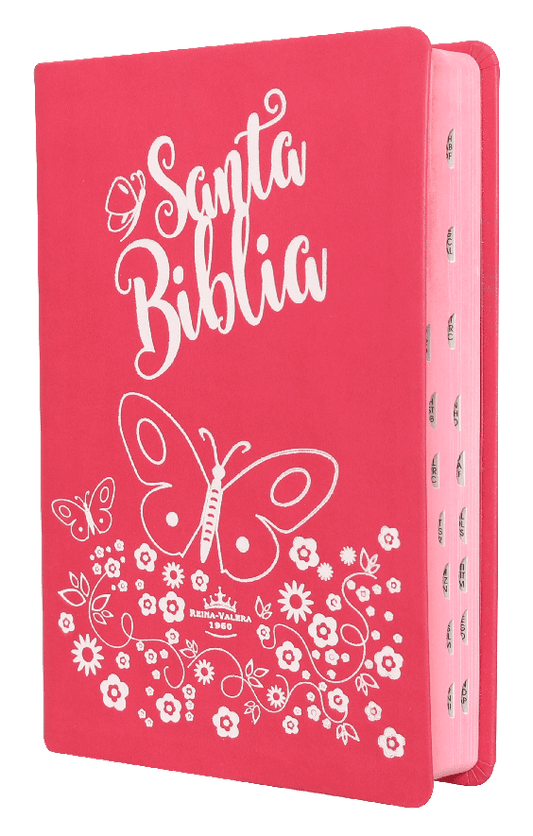 Biblia Reina Valera 1960 Mediana Letra Grande Imitación Piel Rosa