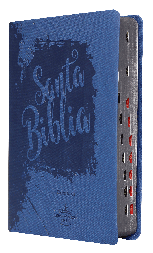 Biblia Reina Valera 1960 Mediana Letra Grande Imitación Piel Azul