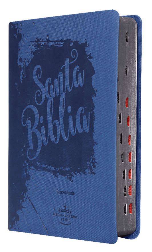 Biblia Reina Valera 1960 Mediana Letra Grande Imitación Piel Azul