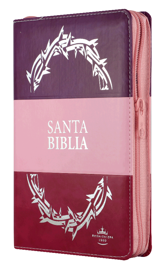 Biblia Reina Valera 1960 Mediana Letra Grande Imitación Piel Morado Rosa