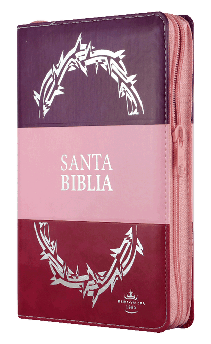 Biblia Reina Valera 1960 Mediana Letra Grande Imitación Piel Morado Rosa