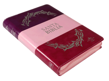 Biblia Reina Valera 1960 Mediana Letra Grande Imitación Piel Morado Rosa