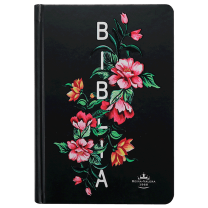 Biblia Fuente de Bendiciones Reina Valera 1960 Chica Letra Mediana Tapa Dura Negro con Flores